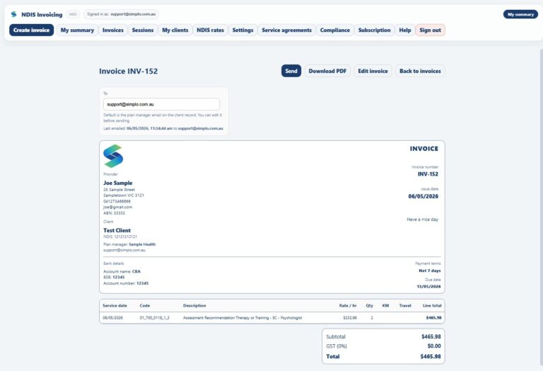 NDIS invoicing app for support workers in Australia