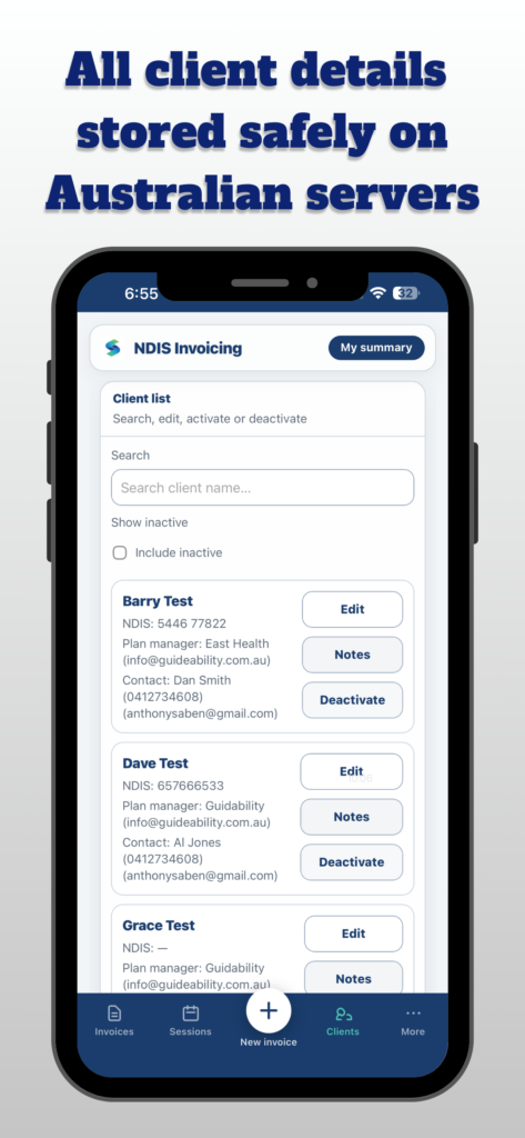 NDIS invoicing app
