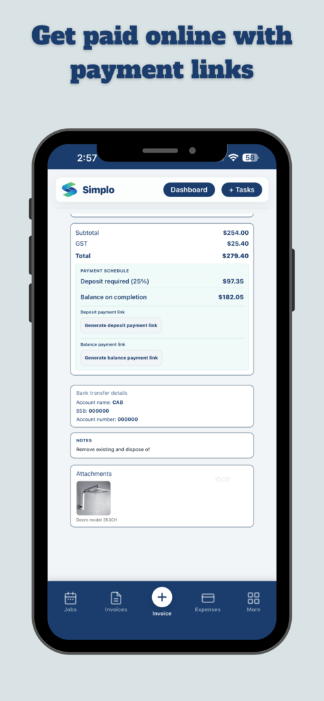 tradie invoicing app