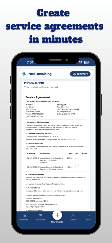 NDIS invoicing app