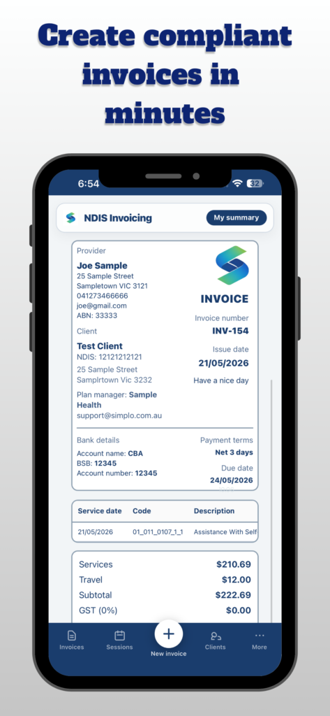NDIS invoicing app
